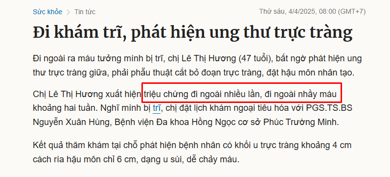 Đi cầu ra máu cảnh báo ung thư – Làm cách nào phát hiện sớm?